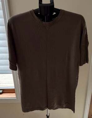 F/X Fusion Tencel & Nylon Short Sleeve Knit Sweater Tee Brown XL